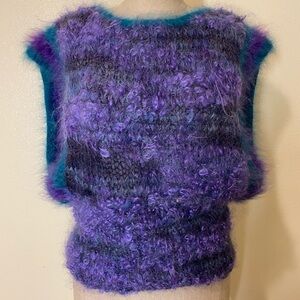 Vintage Purple Fuzzy Women's Sweater